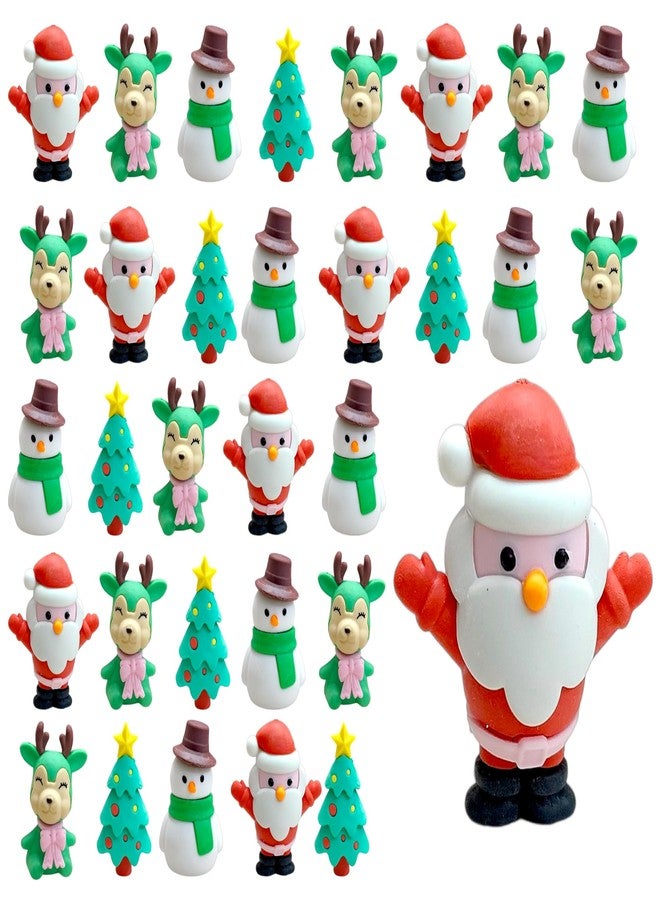AMYCAUR Colorful Designer Christmas Mini Santa Erasers Stationery Gift for Kids, Christmas Theme Erasers, Combo, Fancy for Children, Return Gift for Kids (Pack of 30) - Image 3